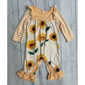 Little Millie Baby Girl Sunflower Romper Outfit, Size 3 months